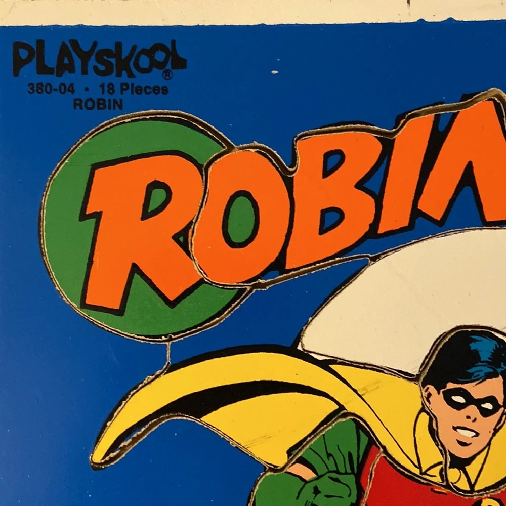 Vintage Playskool DC Comics Inc. 1976 18 Piece Robin Children’s Board Puzzle